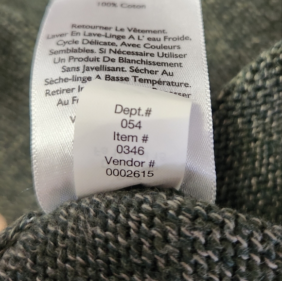 Eddie Bauer 100% Cotton Quarter Zip Sweater in Green with Contrast Collar - Picture 9 of 10